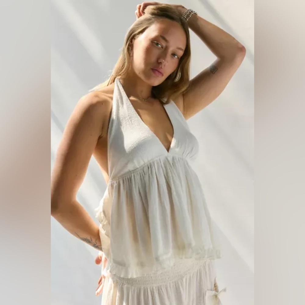 UO Out From Under Beachy Keen Plunge Babydoll Tank Top